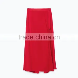 100% Polyester Buckle Waist Sarong Long Skirt With Loose Cut Design thumbnail-6