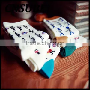 Autumn Winter Men Cartoon Cartoon British Flag and Britisher Pattern Popular Cotton Tube Socks thumbnail-3