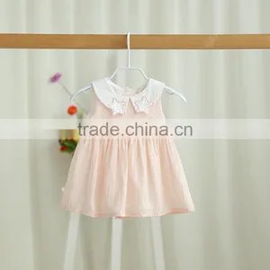 Wholesale Doll Collar Solid Color Cotton Summer Tutu Baby Girl Dress thumbnail-1