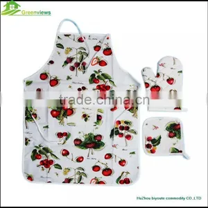 Cotton Cartoon Chef and Apron Kids Baking Kitchen New Designs Apron Set Oven Mitt&potholder&apron thumbnail-2