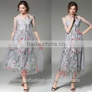 Wholesale High Quality Hand Embroidery Designs for Girls Dress Hollow Section Sexy Maxi Dress thumbnail-2