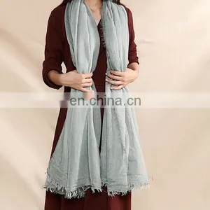 Flax Material Solid Color Yarn Women Cape Classic Oblong Women Scarves thumbnail-5