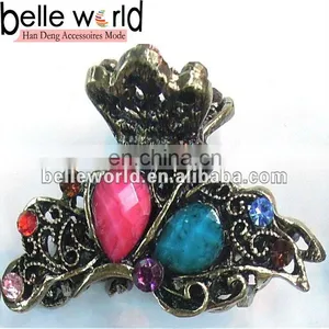 Bronze Crystal Rhinestone Butterfly Hair Clip thumbnail-1