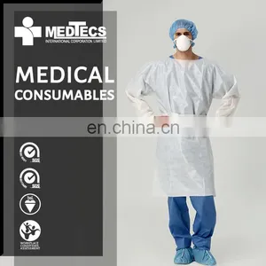 Disposable AAMI Level Elastic Cuff Polypropylene Confortable Anti-microorganism Protective Gowns thumbnail-1