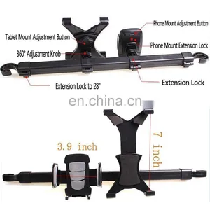 2 in 1 360 Degree Rotation Car Headrest Mount Holder for Tablet and Smartphone for IPad Fit All Under 10 Inch Screens thumbnail-4