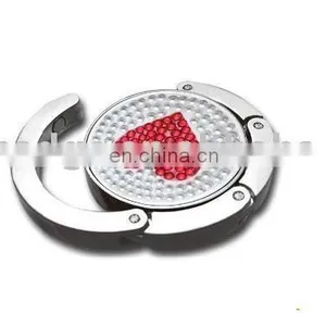 Fashion Heart Shaped Bag Hanger, Foldable Heart Red Diamond Purse Hanger/handbag Hook/holder for Women's Accessory thumbnail-1
