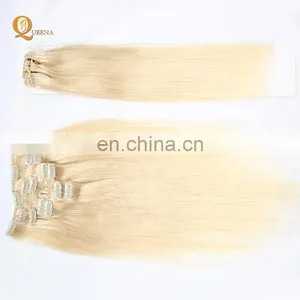 Factory Wholesale Platinum Blonde Indian Human Hair 150g 220g Remy Clip in Hair Extension thumbnail-3