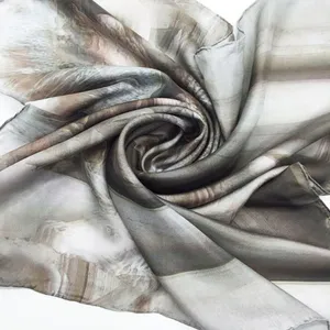 Hangzhou Hand Rolled Custom Digital Print 100% Satin Silk Scarf thumbnail-4