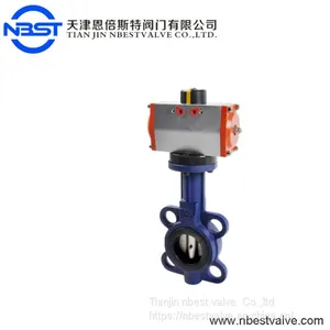 Low Price DN80 Wafer Connection 3 Inch Cast Iron Pneumatic Butterfly Valve thumbnail-3