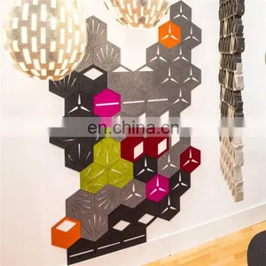 24 Hexagon Modern Urban Felt Wall Decals Kit Stylish Modern Office Decoration Felt Wall Art Stickers thumbnail-6