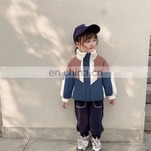 4246/High Quality Wholesale Kids Winter Clothes Baby Fashionable Warm Color Blocking Sports Coat thumbnail-3