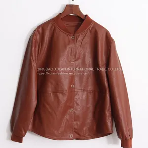 HOT SALE 2021 NEW FASHION LADIES FAUX ECO PU LEATHER LEISURE JACKET thumbnail-1