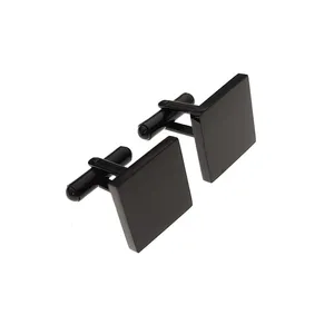 Stainless Steel Quadrate Cufflinks Waterproof Jewelry for Men With Customizable Name Logo thumbnail-4