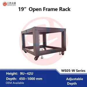 Factory Manufacturing Steel 19 Inch 4-Post Open Network Racks Wholesale OEM WS05-W 6U/12U/20U/32U Network Cabinets thumbnail-4