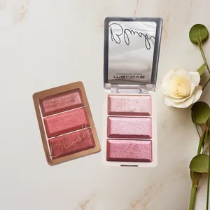OEM Make up Blusher Bronzer 3 Color Palette Contouner Highlighter Red Cheeks With Glossy Face Powder El Rubor De Maquillaje thumbnail-2