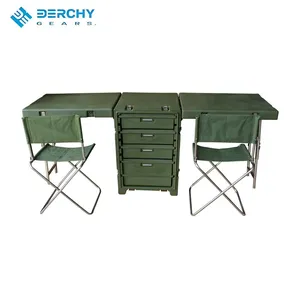 Derchy Outdoor Heavy Duty Waterproof Fold Field Desk Multifunctional Conductor Table Plastic Mobile Office Command Desk thumbnail-2