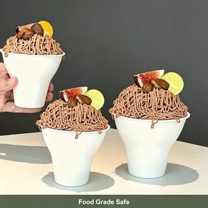 Perfect for Ice Cream Parlors Fast Food Chains Molded Pulp Ice Cream Cup 8oz Sturdy Leakproof thumbnail-3
