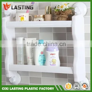 2 Layers Plastic Bathroom Shelf Kitchen Storage Shelf With Super Suction for Bathroom Shelf thumbnail-1