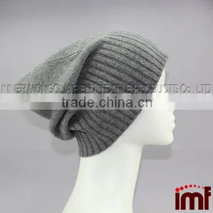 Cashmere Slouchy Beanie in Dark Heather Grey thumbnail-2