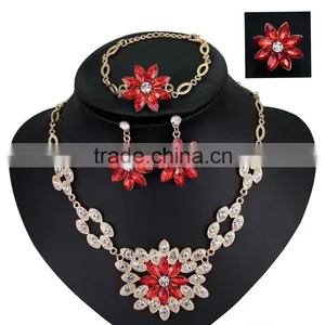 Women Bridal Wedding Jewelry Sets Charm Crystal Flower Pendant Jewelry Sets Shininy Bijoux Femme 2016 thumbnail-4