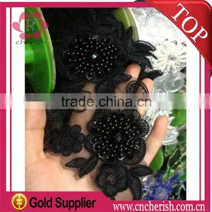 Fashion Hand Made African Lace Fabrics Flower Sex Black Lace for Women Garment Decoration Quality Choice thumbnail-1