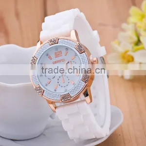 GENEVA 6 Diamond Watches Women 8 Color Silicone Strap Watch Fashion Quartz Wristwatches for Ladies Montre Femme thumbnail-1