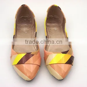 2016 Wholesale Factory Price Special Leather Multicolor Lady Flat Shoes in Stock thumbnail-3