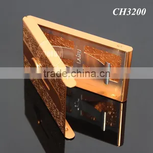 Push Up Push Down Button Folding Anodizing Gold Aluminum Knurling Business Metal Automatic Card Holder thumbnail-5