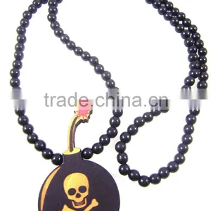 Men's Hip Hop Good Bamb Pendants Wood Rosary Chains Beads Wooden Necklaces thumbnail-2
