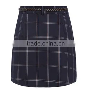 Lady's Fashion Single Breasted Plaid Skirt thumbnail-2