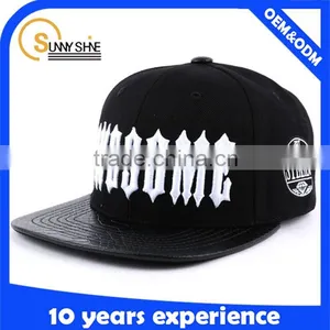 Custom Snapback Wholesale 3d Puff Acrylic Snapback Hats Leather Brim Hats Hip Hop thumbnail-2