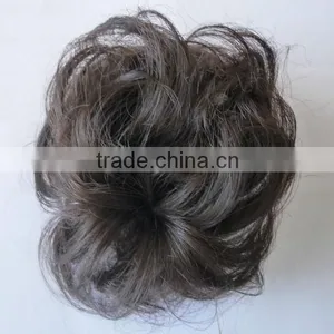 Express Quality Women Hairpiece Synthetic Hair Attachment Chocolate Brown Color Short Curly Plastic Clip in Extension thumbnail-1