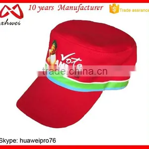 Custom Cotton Military Hat Flat Cap Government Official Red Vote Cap thumbnail-1