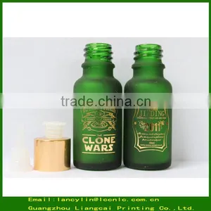 10ml Green Frost Boston Round Glass Bottle With Hot Stamping Logo Printing thumbnail-1