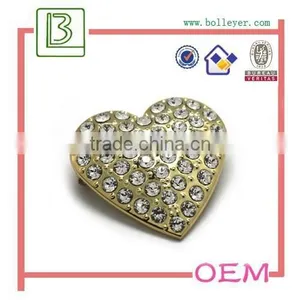 Custom Metal Crytal Heart Shaped Pin Badges thumbnail-1
