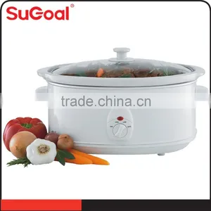 White SS Body Caremic Inner Pot Electric Slow Cooker thumbnail-1