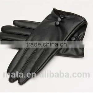 Hot Selling Outdoor Winter Warm PU Leather Touch Screen Gloves For Ladies thumbnail-1