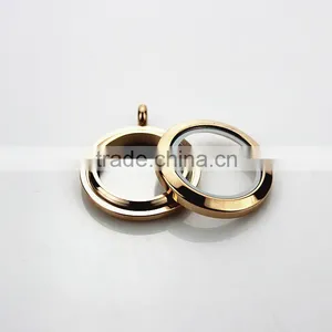 Factory Price 316L Stainless Steel Screw Rose Gold Plain 25mm Floating Glass Lockets Pendant thumbnail-2