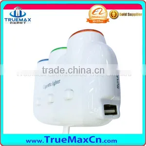 New 2-port USB Car Charger & 3 Sockets in 1 USB Cable Charger for IPhone/ Samsung/ HTC thumbnail-5