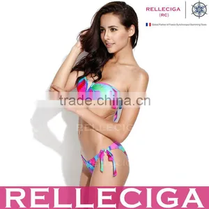 RELLECIGA 2016 New Sexy Abstract Foil Pattern V Wire Bandeau Bikini Swimsuit thumbnail-1