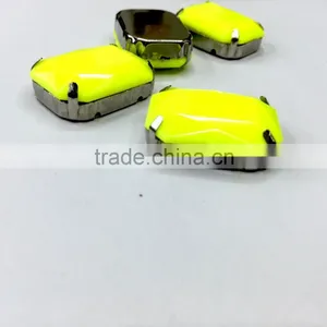 18*25 Octagon Noen Yellowl Acrylic Rhinestone Metal Claw Diamante Bag Gems Sewing on Bag DIY Garment Accessories Jewerly Clear thumbnail-2