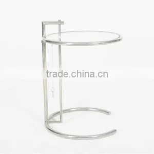 Modern Small Round Glass Table Eileen Gray Adjustable Glass Table thumbnail-2