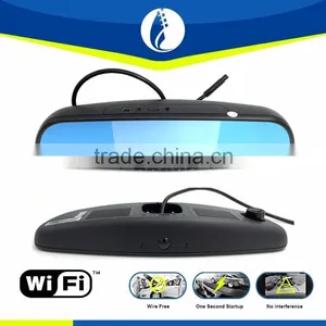 Wireless 5" Android Rear View Mirror + GPS Navigation + WIFI + FULL HD 1080P Dash Cam CAR DVR Front and Back Video Recording thumbnail-2