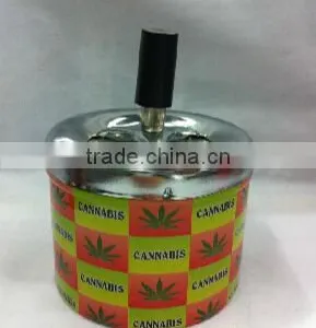 ASHTRAY METAL WEED MARIJUANA LEAF GIFT NEW SMOKE CIGARETTE PUSH DOWN SPINNING thumbnail-4
