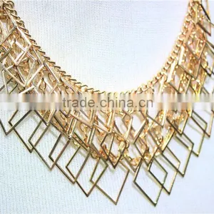 Newest Gold & Silver Necklace Short Chain Lozenge-shaped Charm Wholesale thumbnail-2
