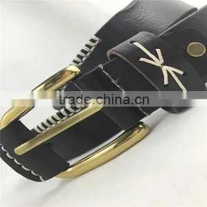 Brass Hore Shoe Buckle Genuine Leather Western United States Cowboy Style Belt thumbnail-4