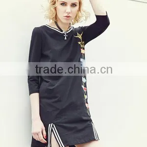 Custom Women's Emboridery Split Cotton Sport Dress thumbnail-6