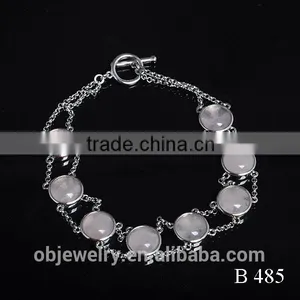 Elegant 925 Silver Rose Quartz Gemstone Bracelet thumbnail-2