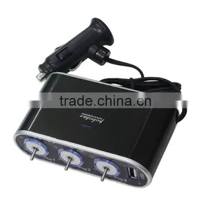 DC 12V Car Triple Socket With LED Light and Switch thumbnail-1