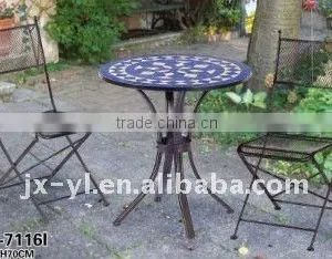 Outdoor Folded Garden Round Mosaic Garden Table Set thumbnail-1